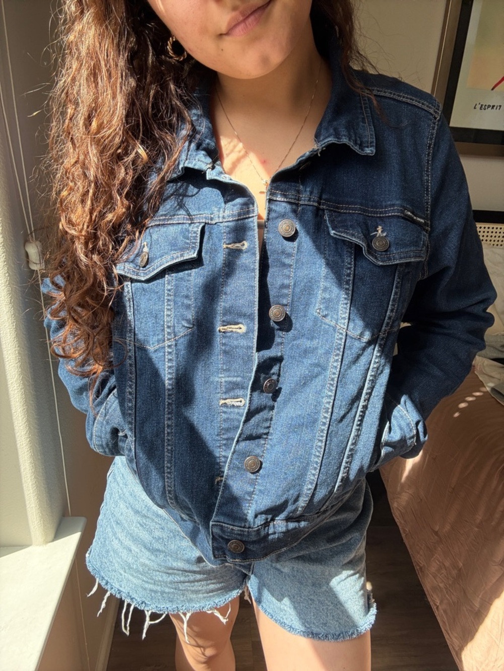 Calvin Klein Jeans Dark Wash Denim Jacket | Fitted Tailored Silhouette | Size XL